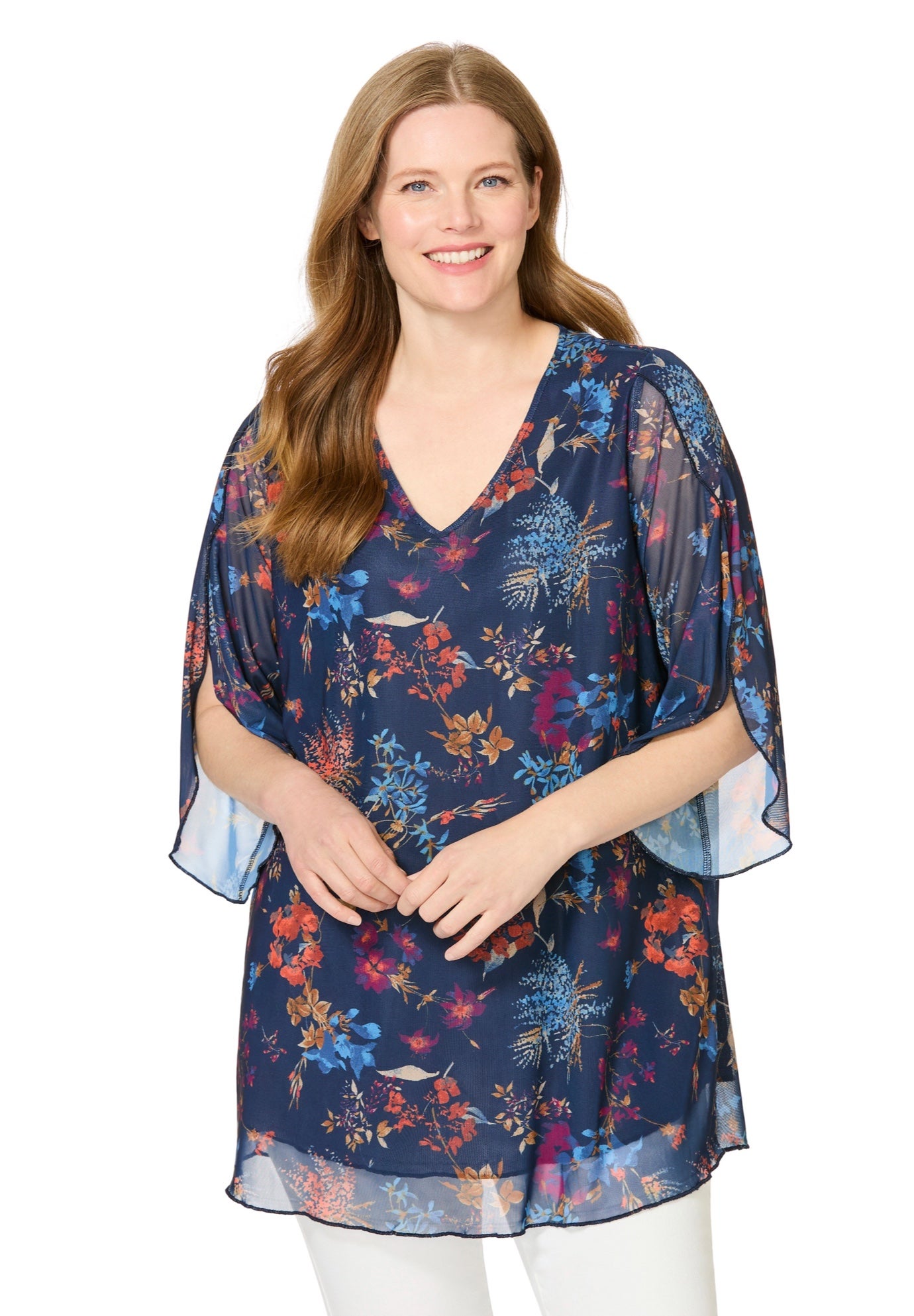 Miracle Mesh Tulip Three-Quarter Sleeve Tunic image number 0