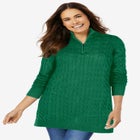 Cable Knit Half-Zip Pullover Sweater image number null