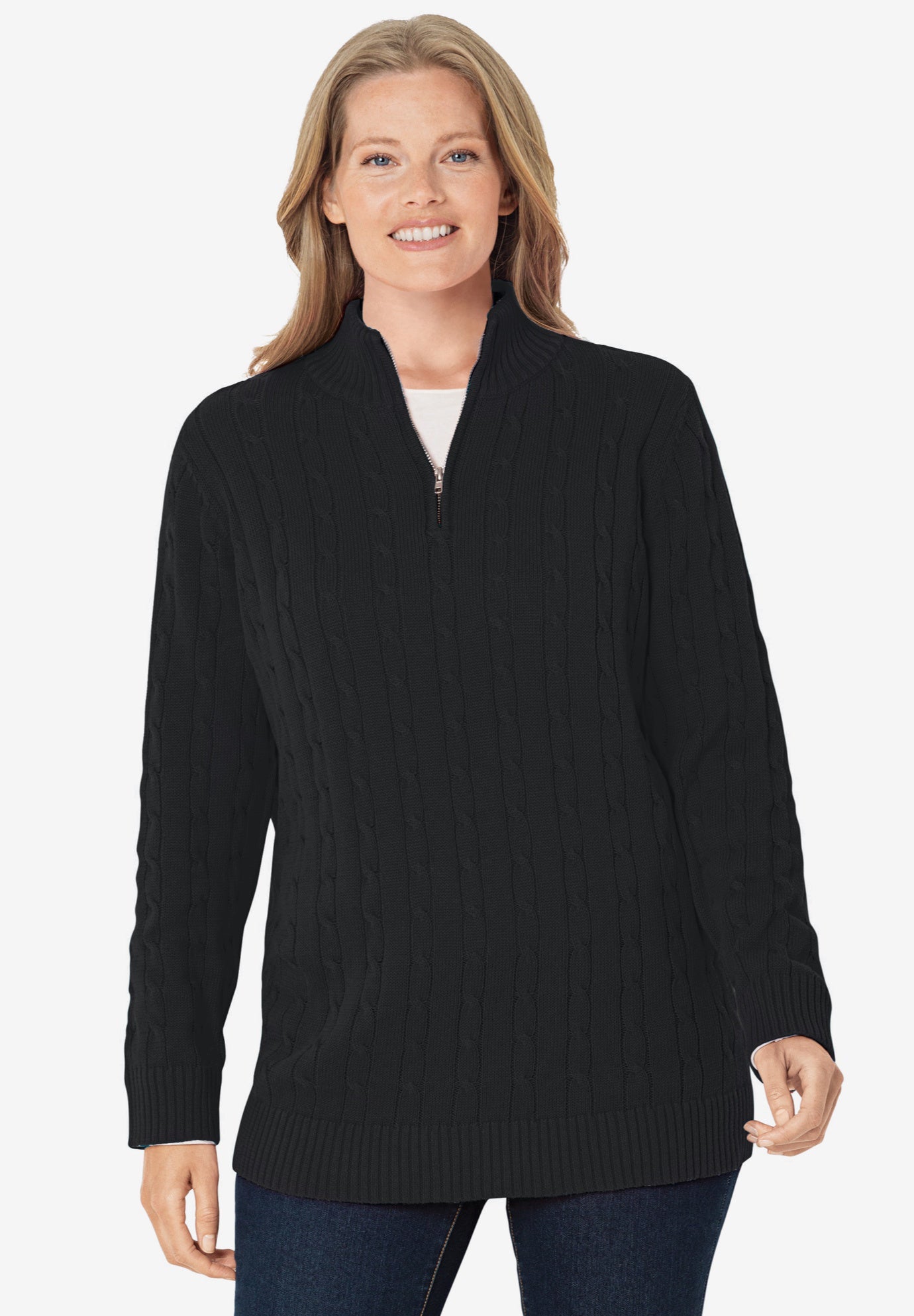 Cable Knit Half-Zip Pullover Sweater image number 0