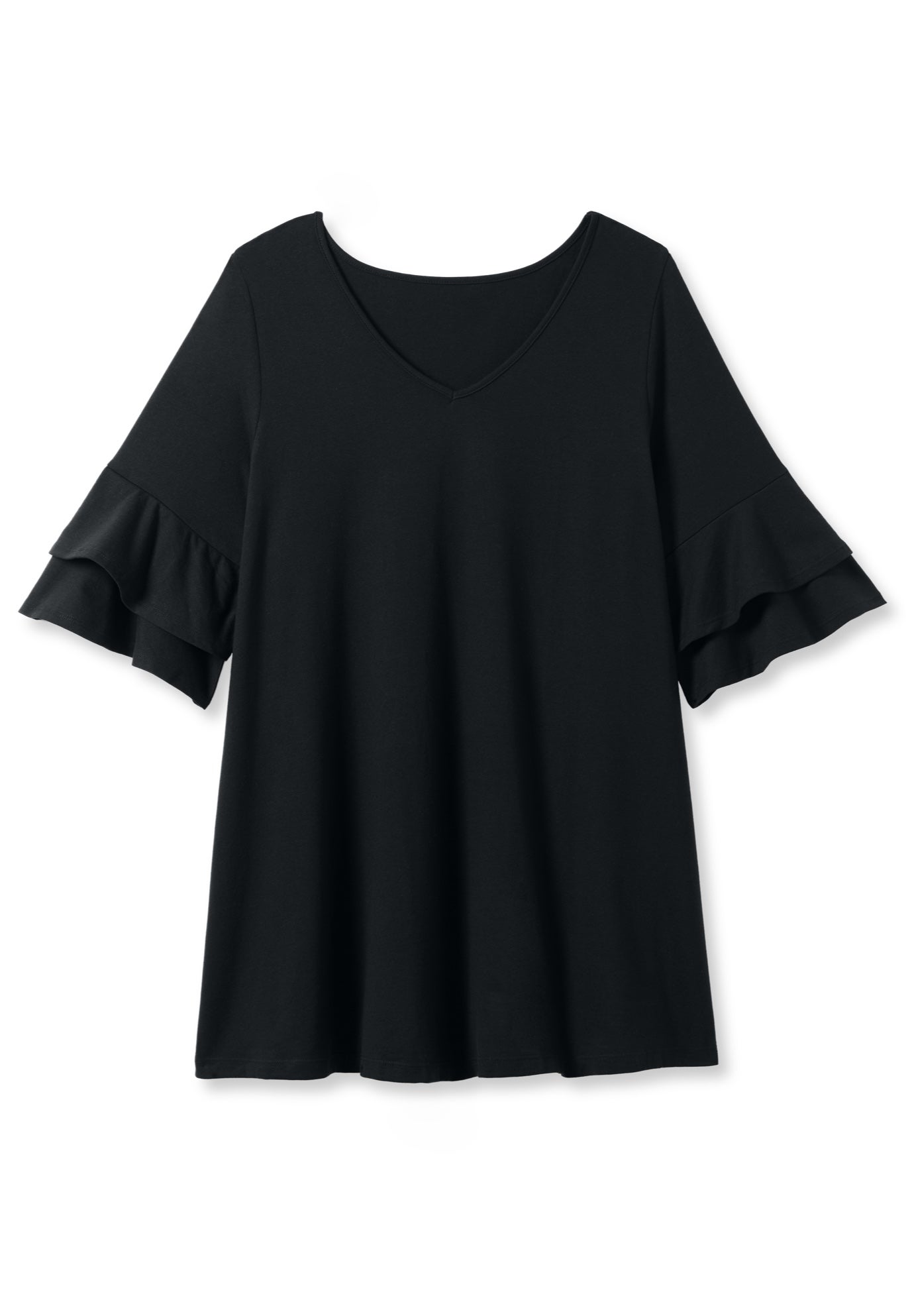 Ruffled Elbow-Sleeve Tunic image number 4