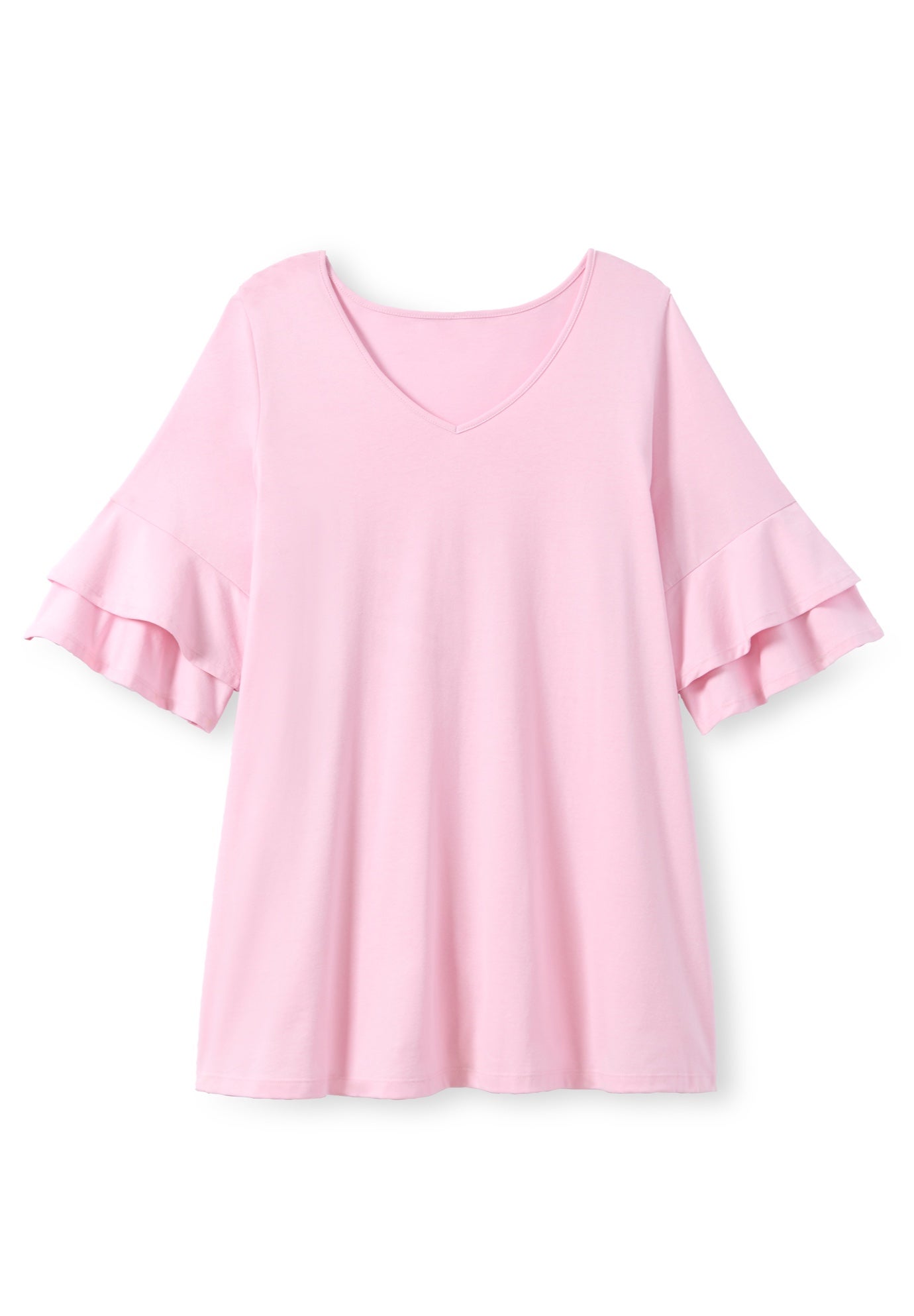 Ruffled Elbow-Sleeve Tunic image number 4