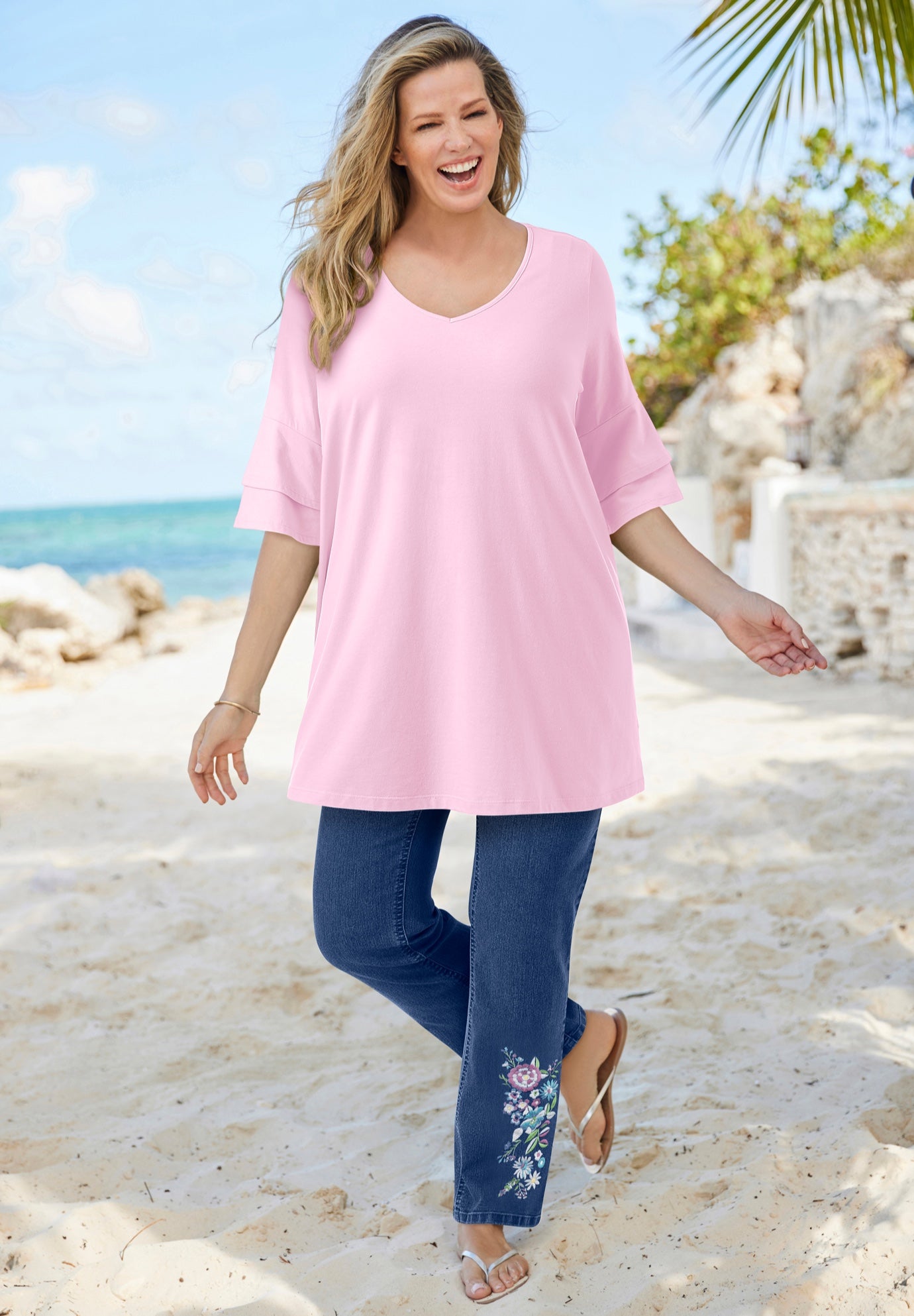 Ruffled Elbow-Sleeve Tunic image number 9