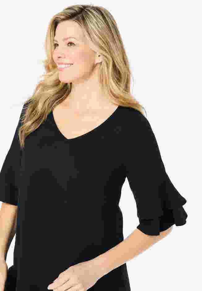 Ruffled Elbow-Sleeve Tunic image number 1