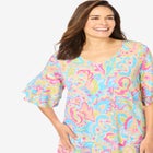 Ruffled Elbow-Sleeve Tunic image number null