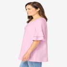 Ruffled Elbow-Sleeve Tunic image number null