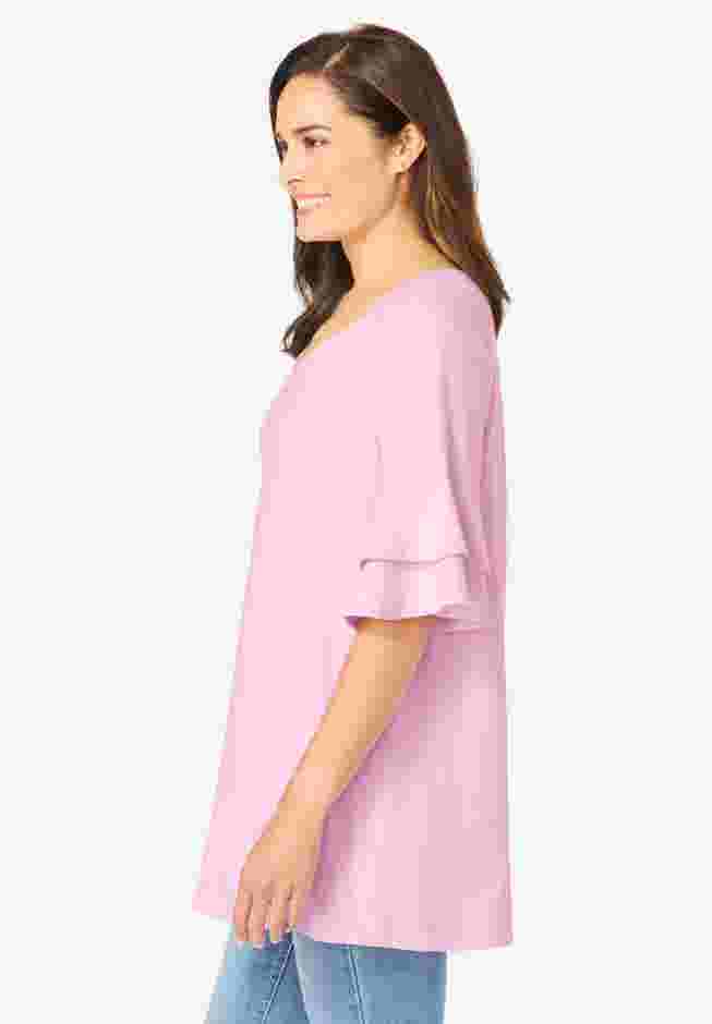 Ruffled Elbow-Sleeve Tunic image number 2