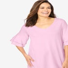 Ruffled Elbow-Sleeve Tunic image number null