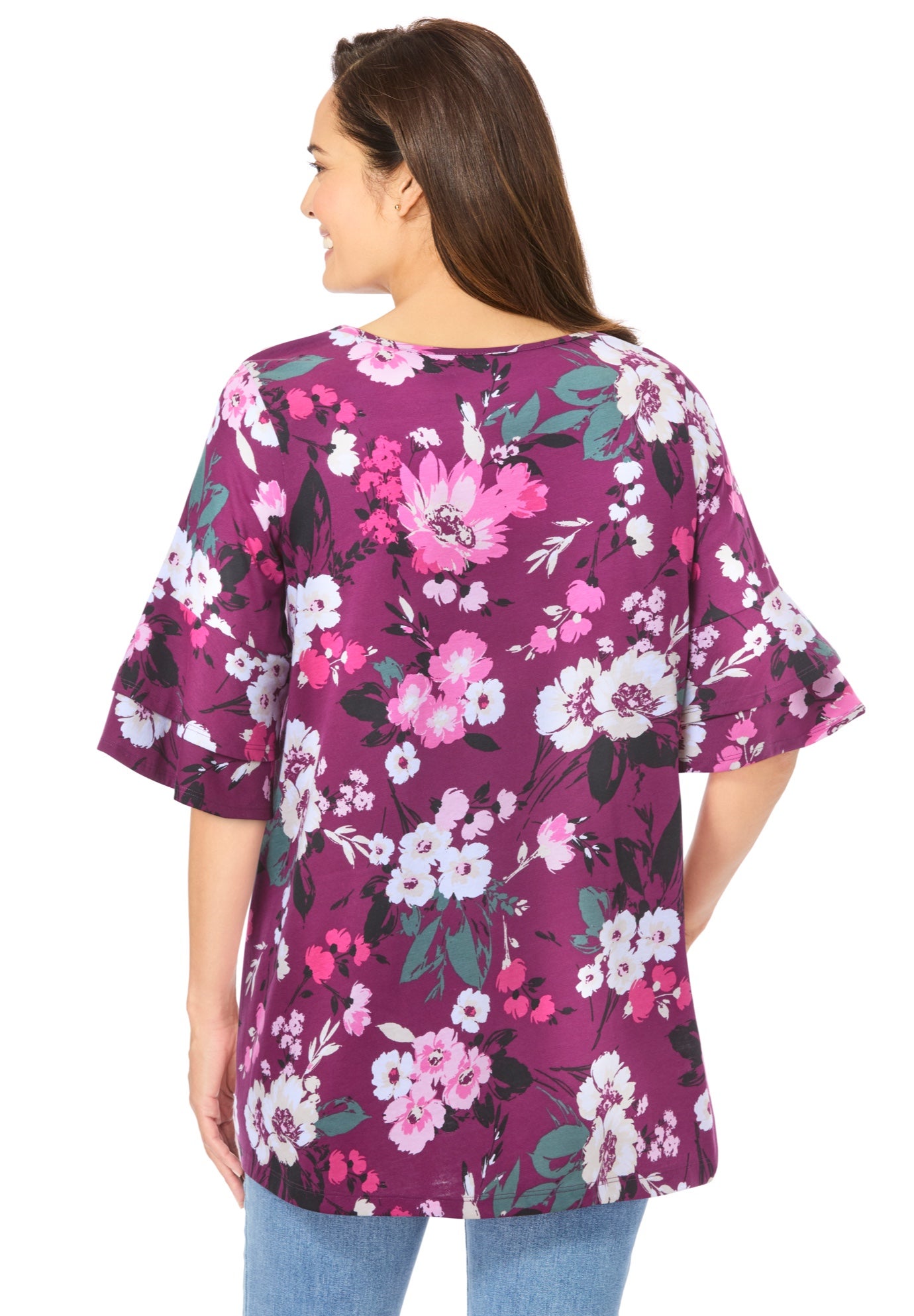 Ruffled Elbow-Sleeve Tunic image number 1