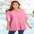 Ruffled Elbow-Sleeve Tunic image number null