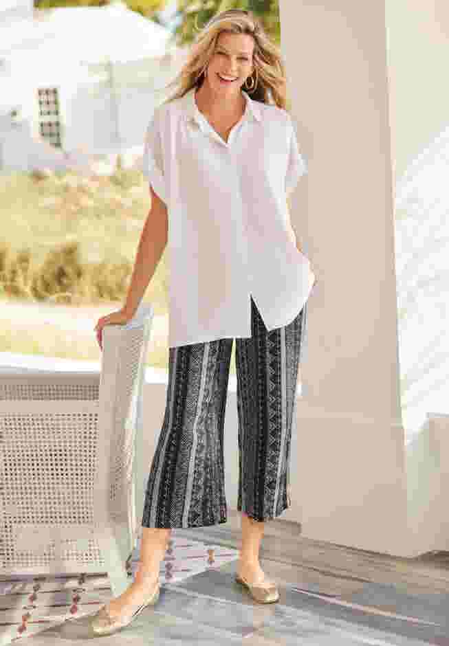 Pull-On Elastic-Waist Soft Capri image number 2