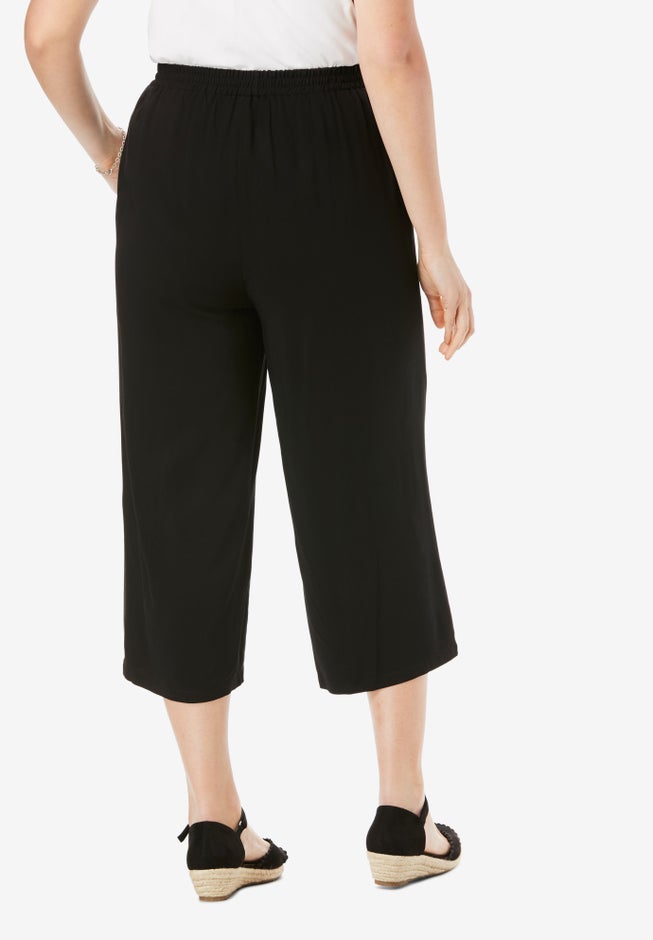 Pull-On Elastic-Waist Soft Capri image number 1