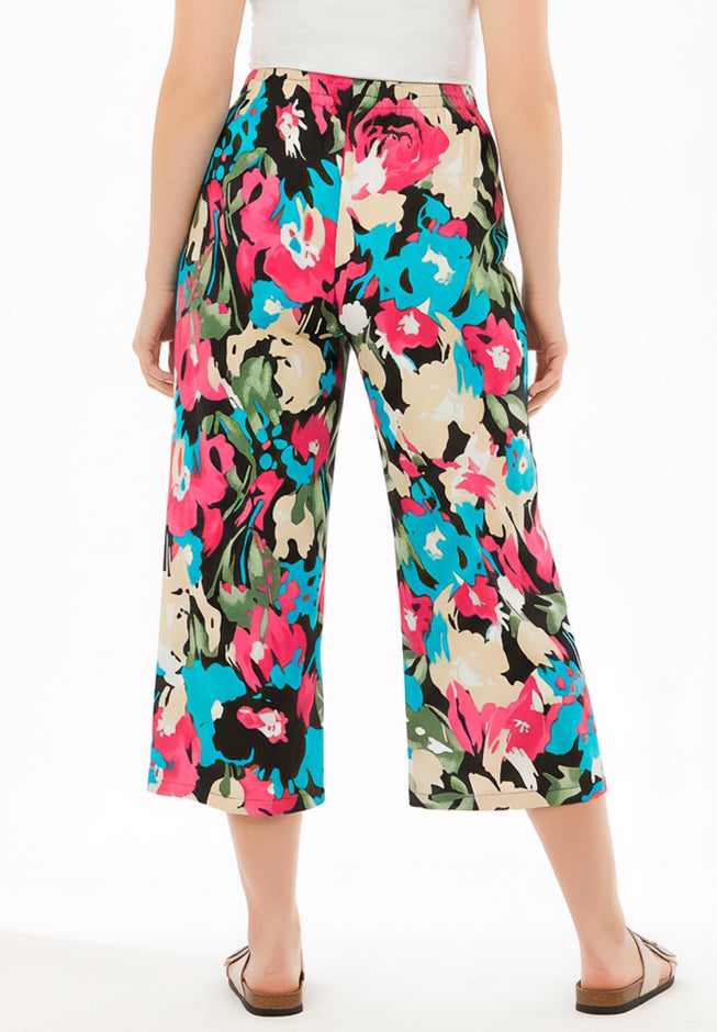 Pull-On Elastic-Waist Soft Capri image number 1