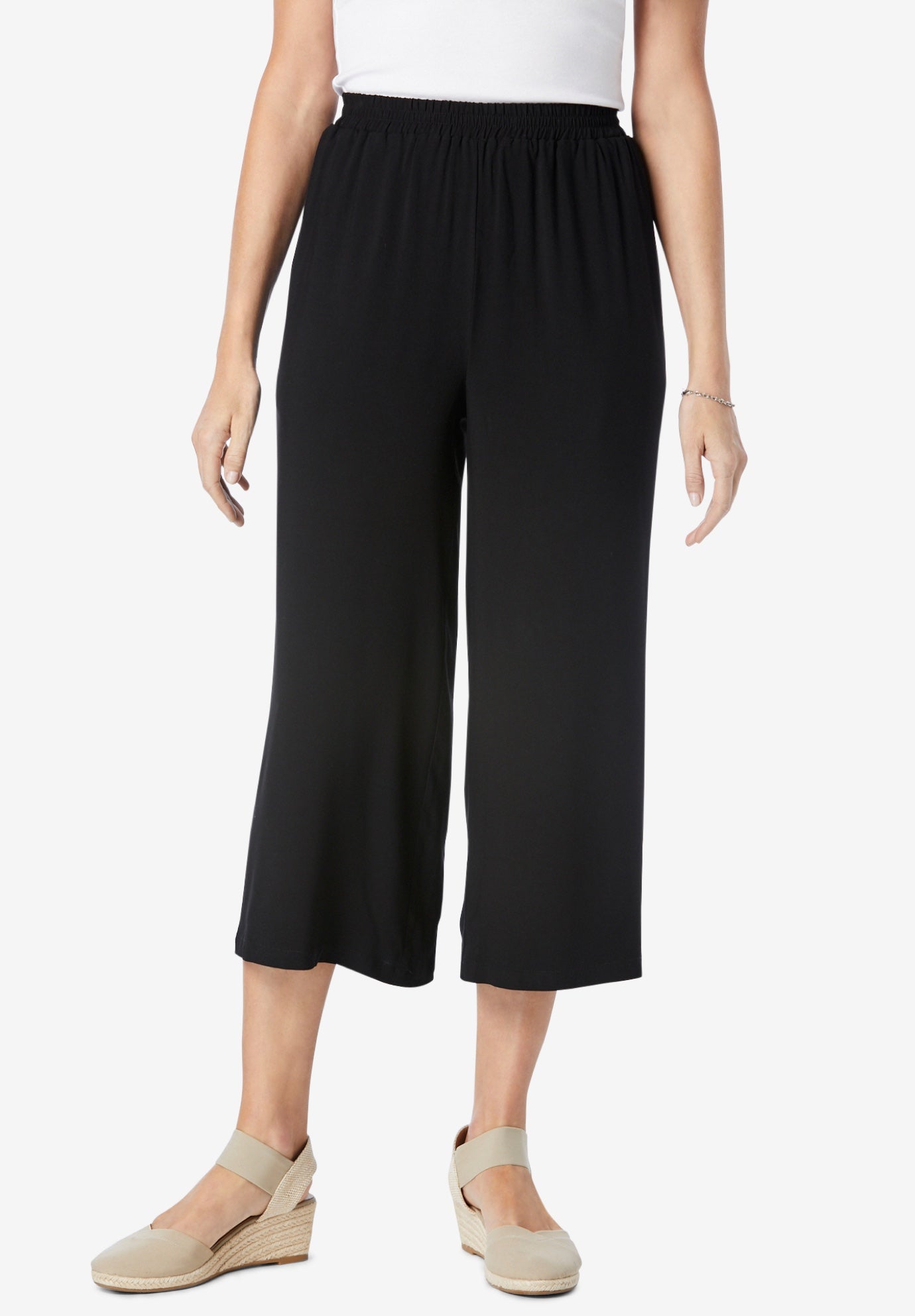 Pull-On Elastic-Waist Soft Capri image number 0