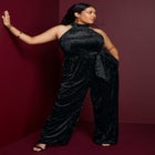 Crushed Velvet Halterneck Jumpsuit image number null