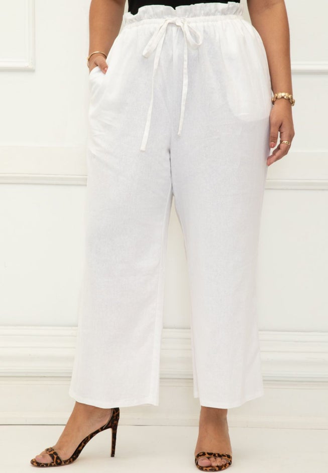 ELOQUII Elements Paperbag Waist Wide Leg Pants image number 0