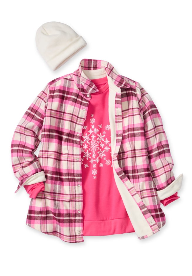 Fleece Flannel Snap-Front Shirt image number 3
