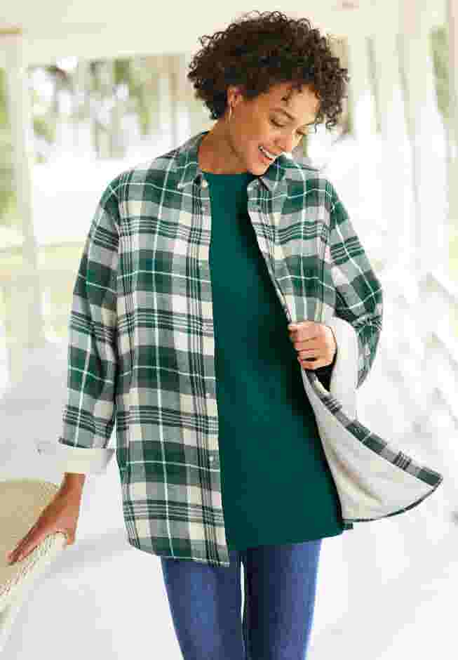 Fleece Flannel Snap-Front Shirt image number 1