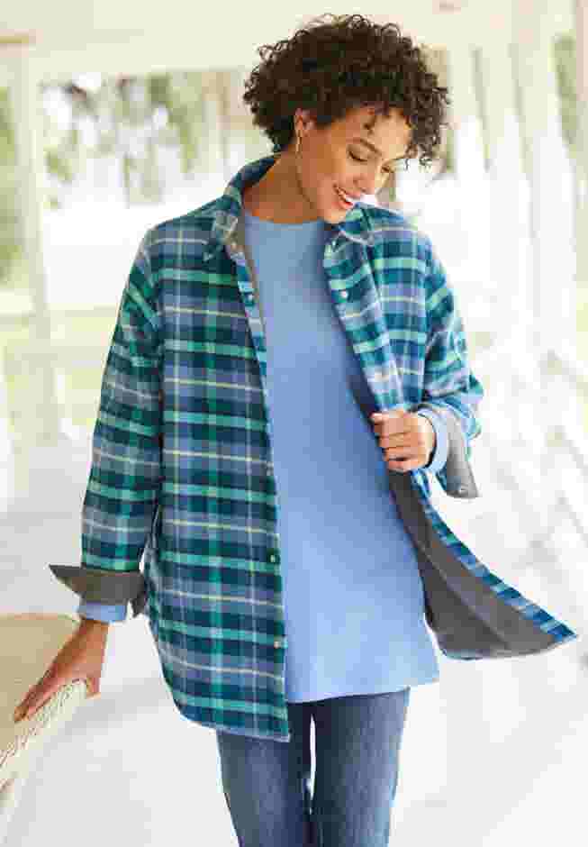 Fleece Flannel Snap-Front Shirt image number 1