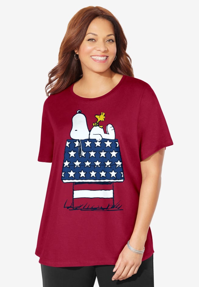 Peanuts Red Snoopy House Crewneck Tee image number null