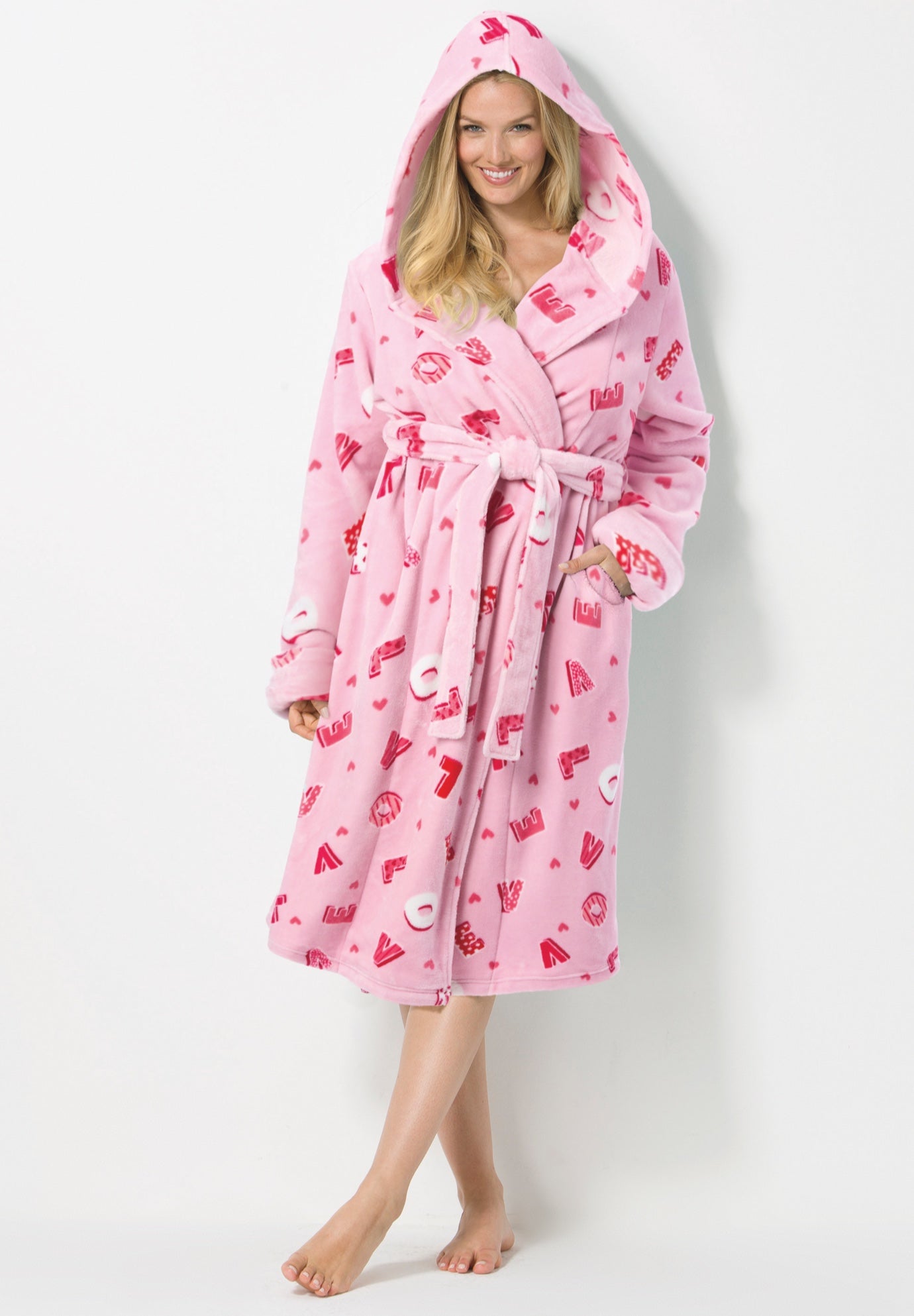 Dreams & Co® Plush Hooded Wrap Robe image number 4