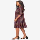 Plus Size 3/4 Sleeve Boatneck Swing Dress image number null