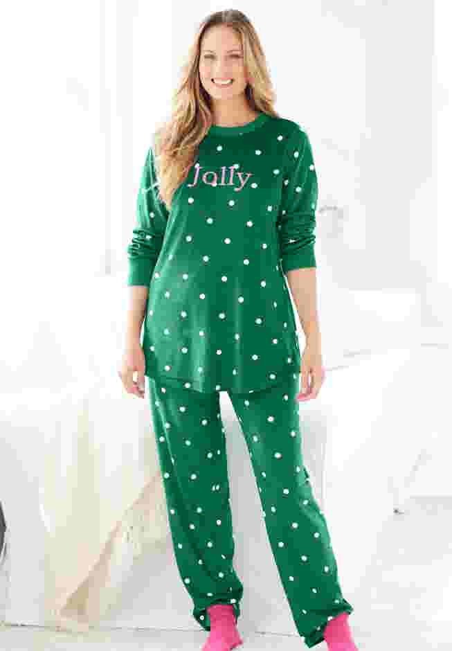 Dreams & Co. ® Velour Pajama with FREE Fuzzy Socks image number 6