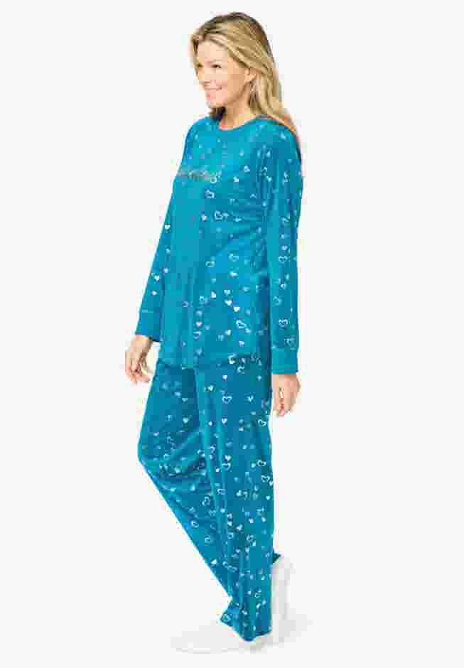 Dreams & Co. ® Velour Pajama with FREE Fuzzy Socks image number 2