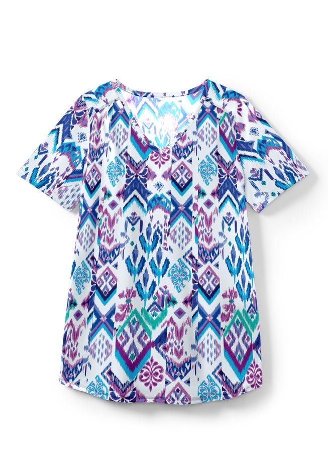 Short-Sleeve V-Neck Shirred Tee image number 10
