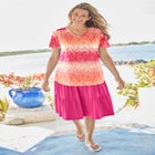 Short-Sleeve V-Neck Shirred Tee image number null