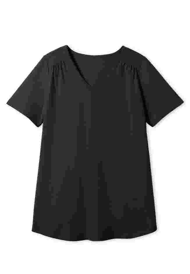 Short-Sleeve V-Neck Shirred Tee image number 3