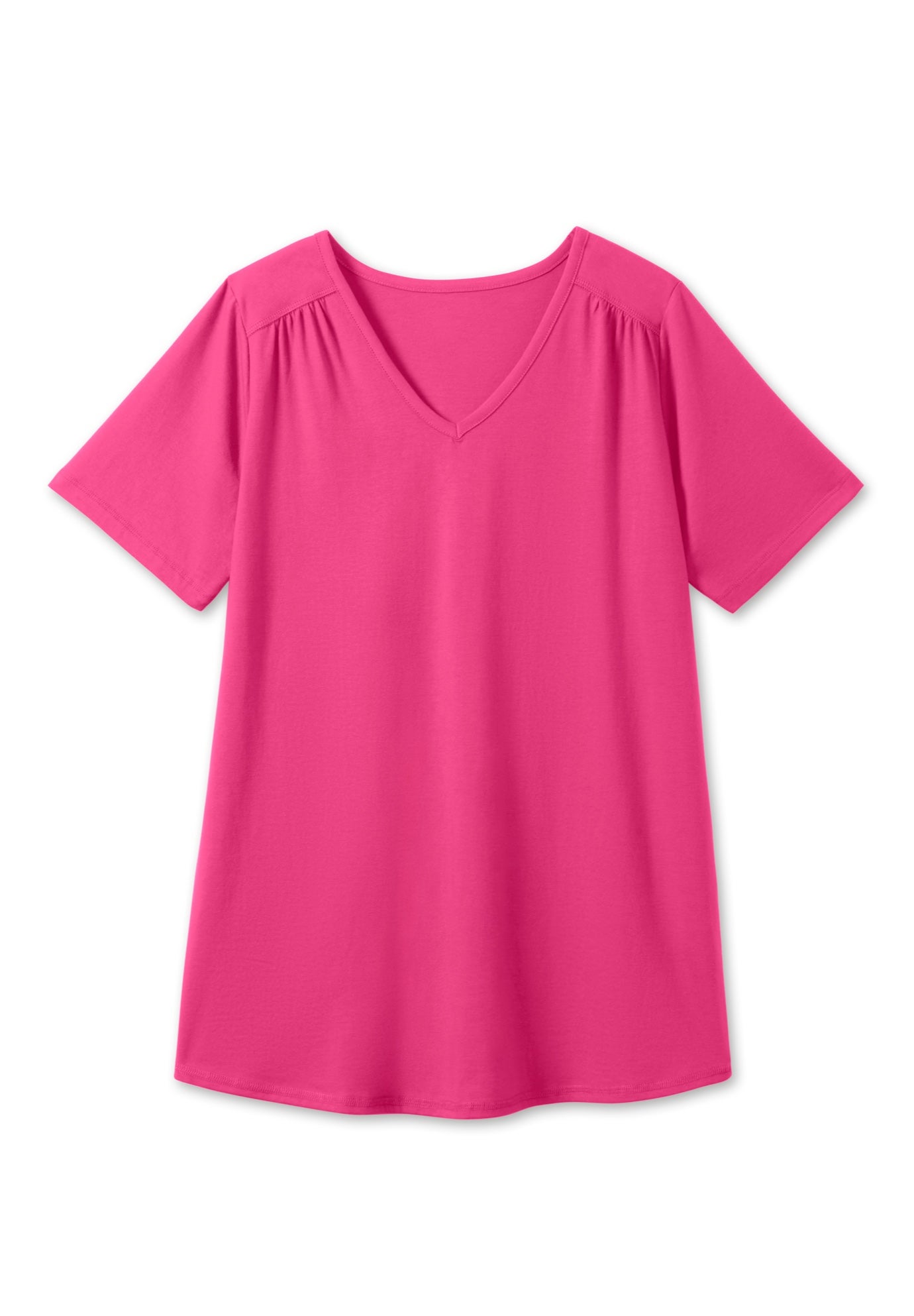 Short-Sleeve V-Neck Shirred Tee image number 4