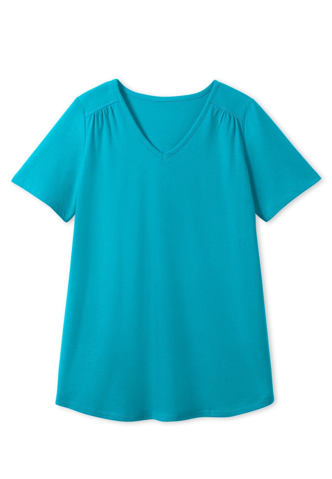 Short-Sleeve V-Neck Shirred Tee image number 3