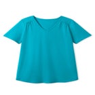 Short-Sleeve V-Neck Shirred Tee image number null