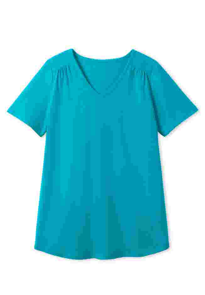 Short-Sleeve V-Neck Shirred Tee image number 3