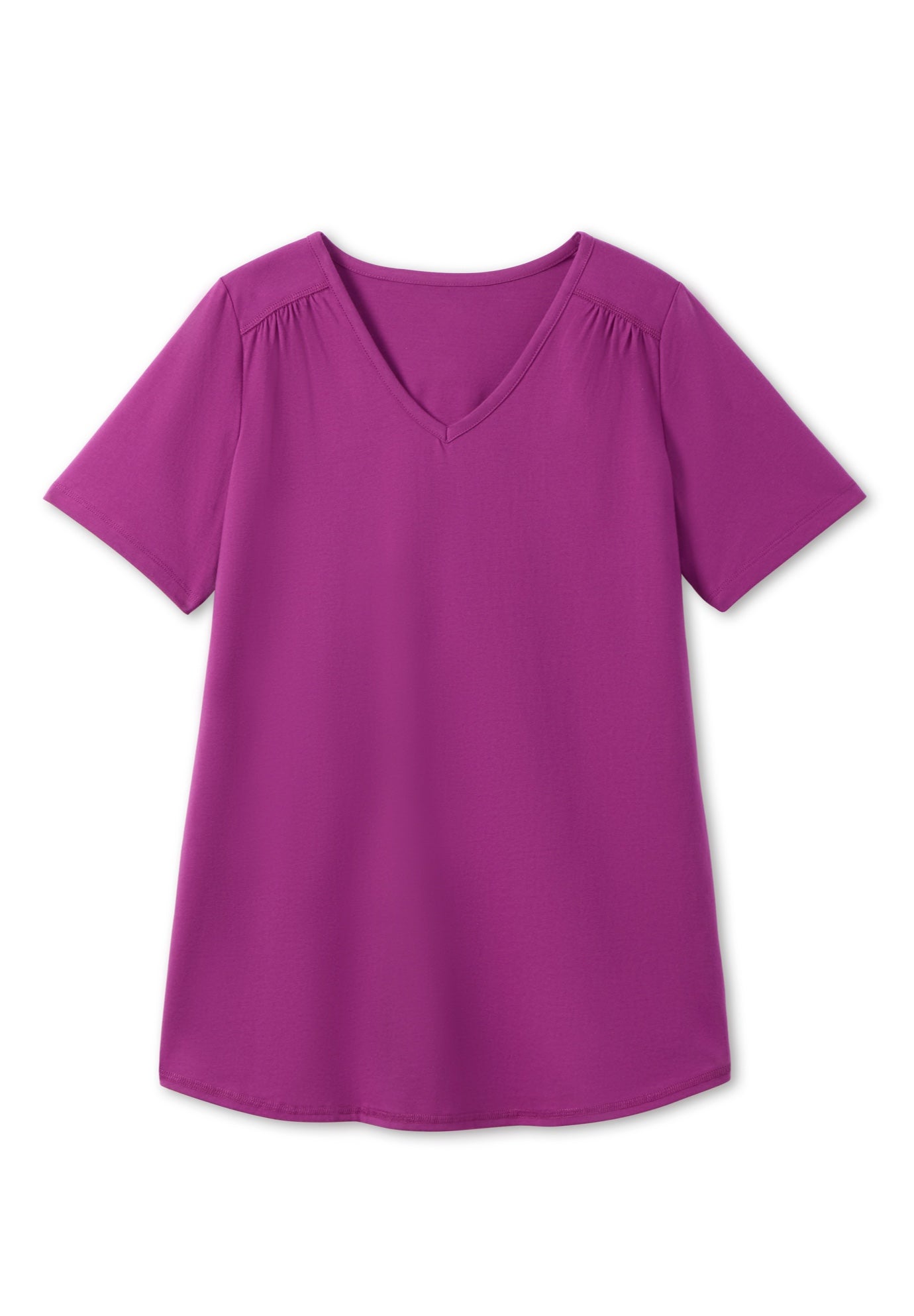 Short-Sleeve V-Neck Shirred Tee image number 3