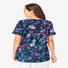 Short-Sleeve V-Neck Shirred Tee image number null