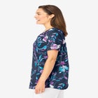 Short-Sleeve V-Neck Shirred Tee image number null