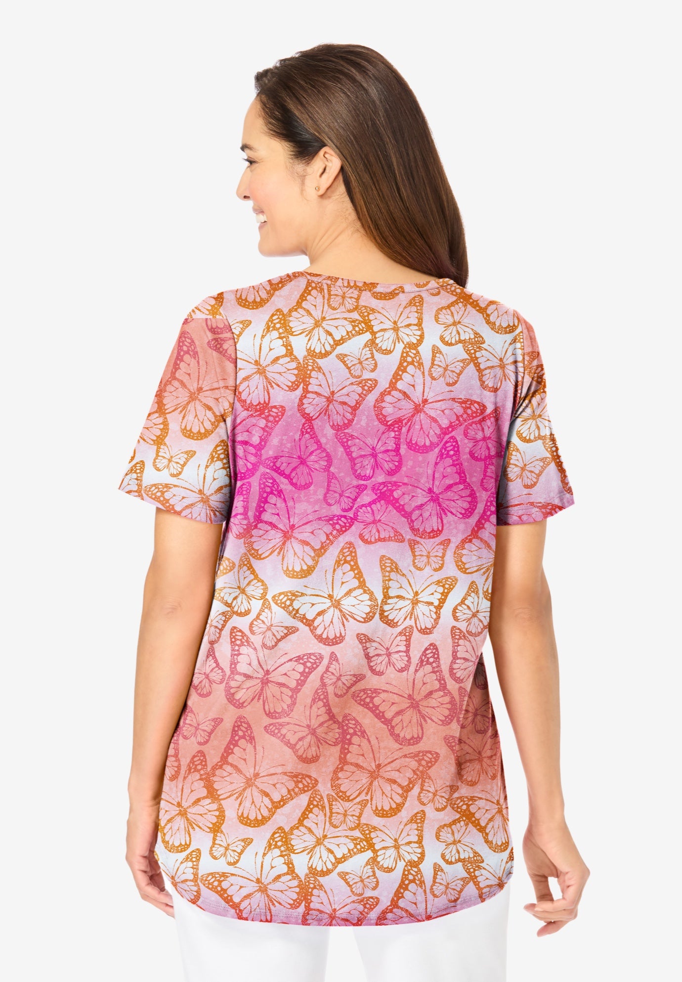 Short-Sleeve V-Neck Shirred Tee image number 2