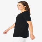 Short-Sleeve V-Neck Shirred Tee image number null