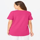Short-Sleeve V-Neck Shirred Tee image number null