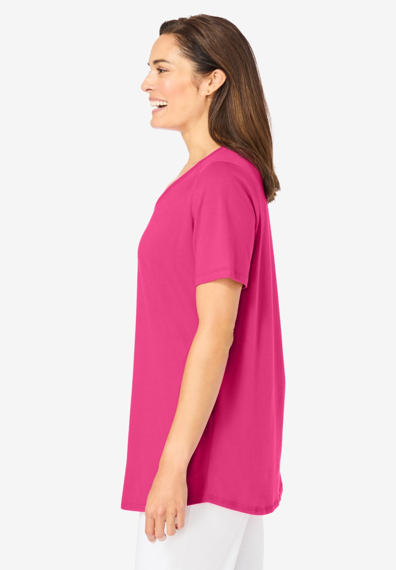 Short-Sleeve V-Neck Shirred Tee image number 3