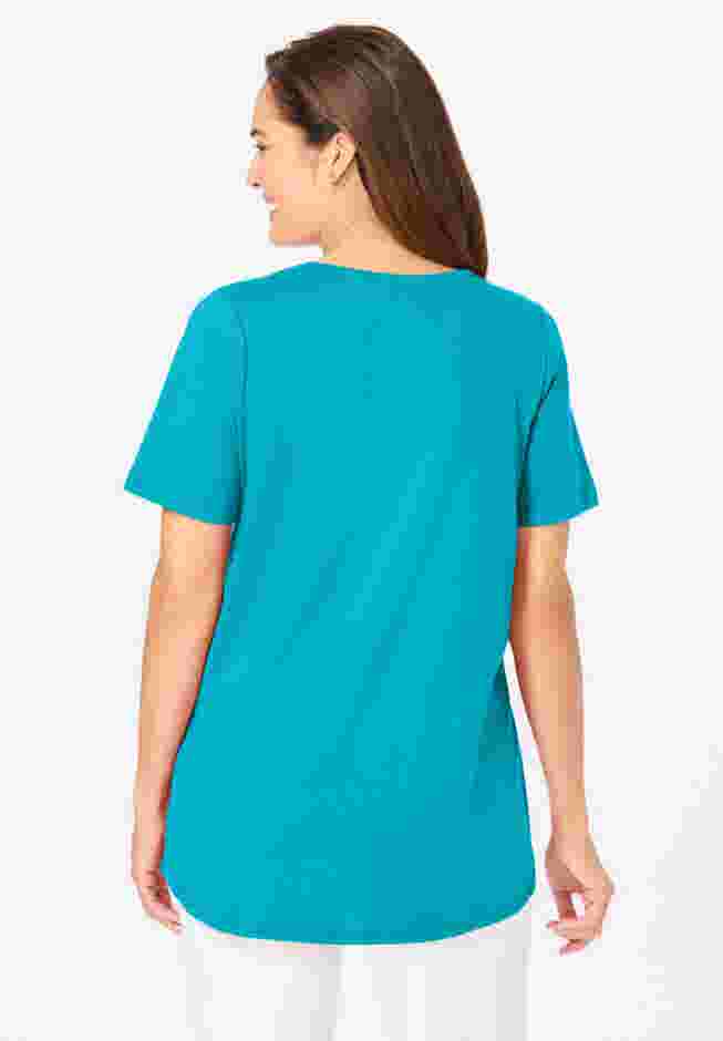 Short-Sleeve V-Neck Shirred Tee image number 1