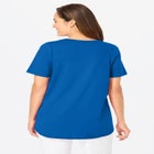 Short-Sleeve V-Neck Shirred Tee image number null