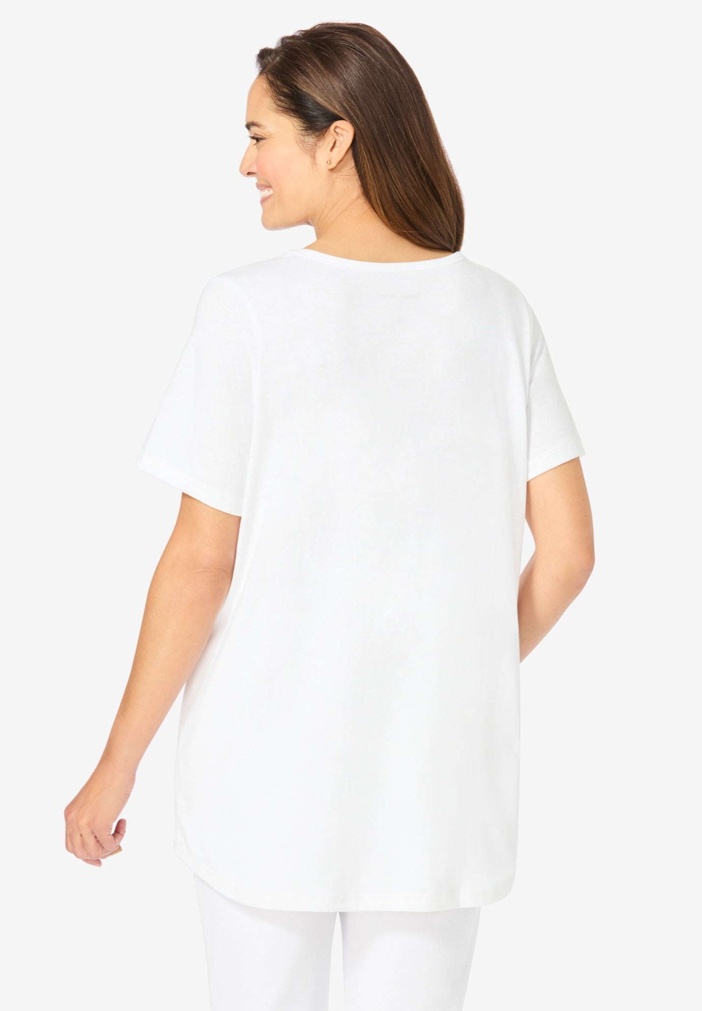 Short-Sleeve V-Neck Shirred Tee image number 1