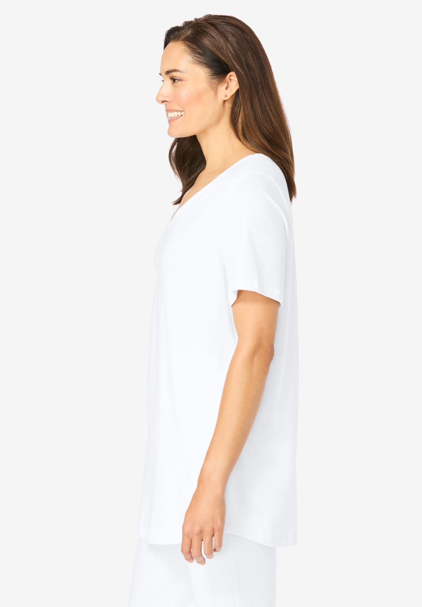 Short-Sleeve V-Neck Shirred Tee image number 2