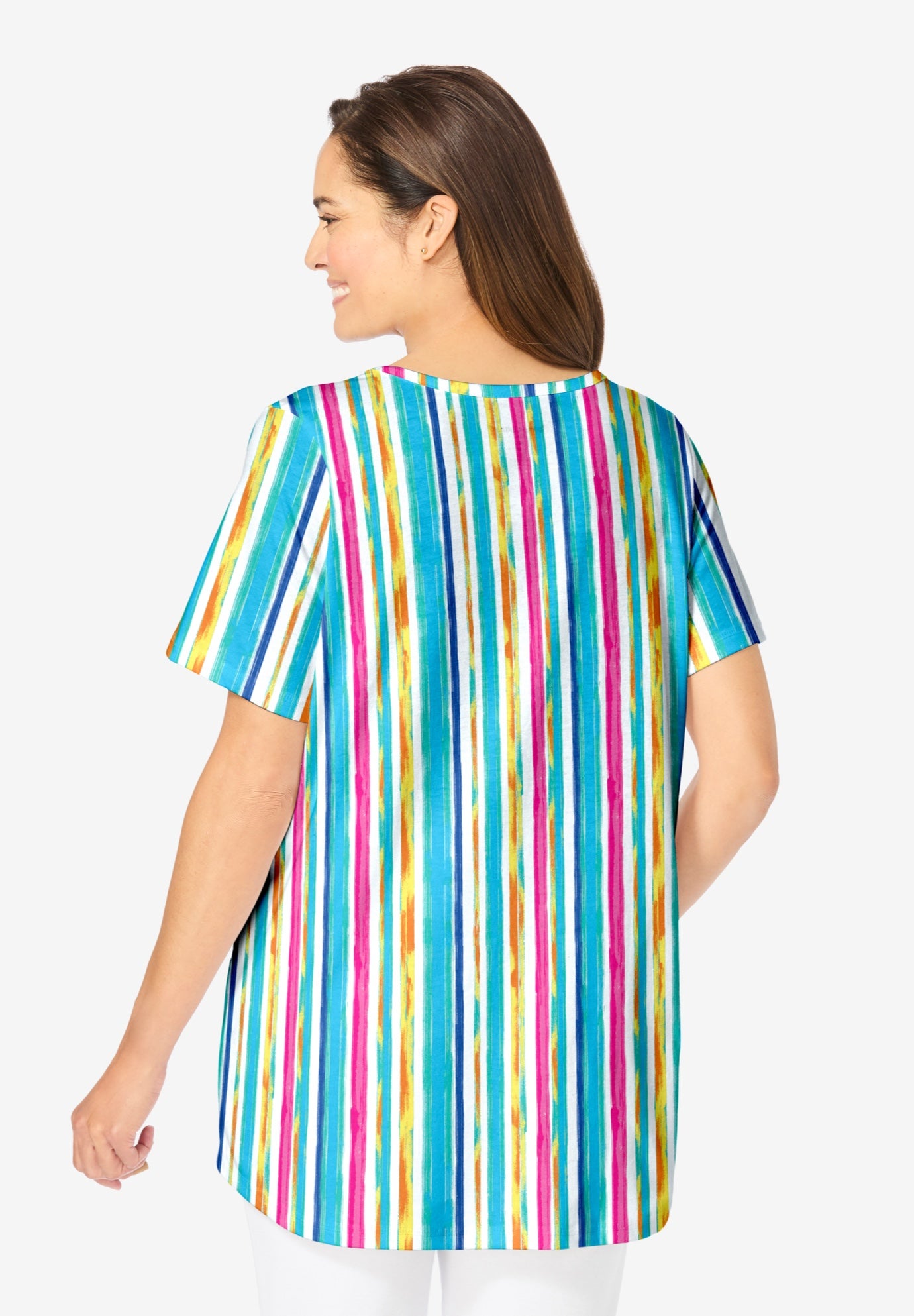 Short-Sleeve V-Neck Shirred Tee image number 1