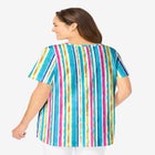 Short-Sleeve V-Neck Shirred Tee image number null