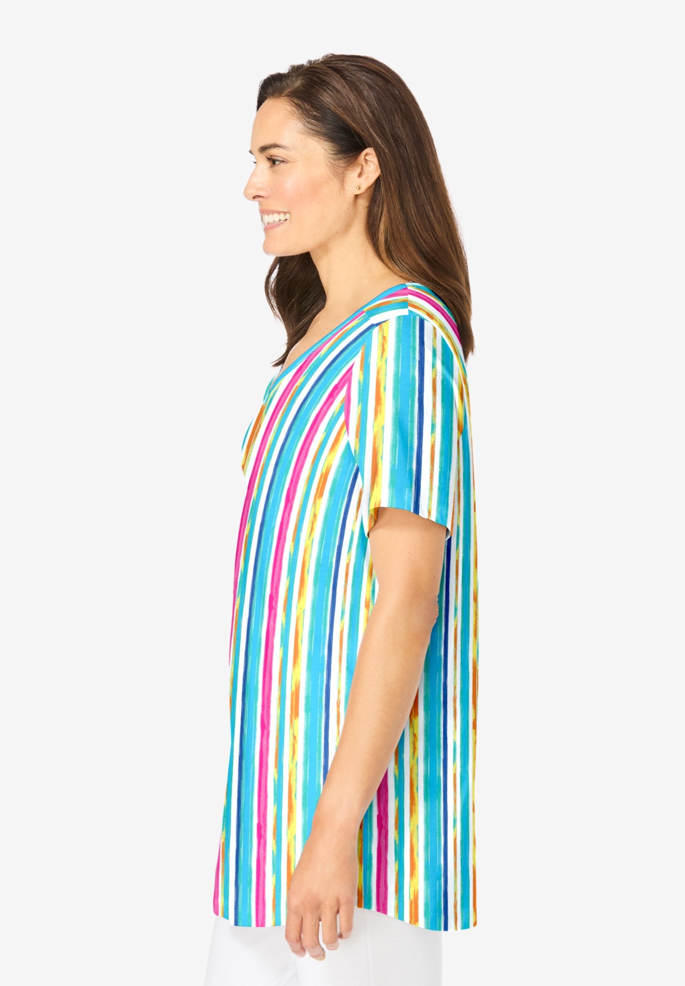 Short-Sleeve V-Neck Shirred Tee image number 2