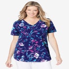 Short-Sleeve V-Neck Shirred Tee image number null