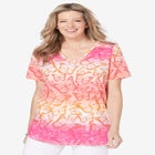 Short-Sleeve V-Neck Shirred Tee image number null